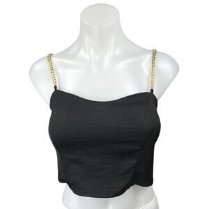 Express Women's Black Sleeveless Chain Strap Cami Camisole Crop Tank Top Size XS